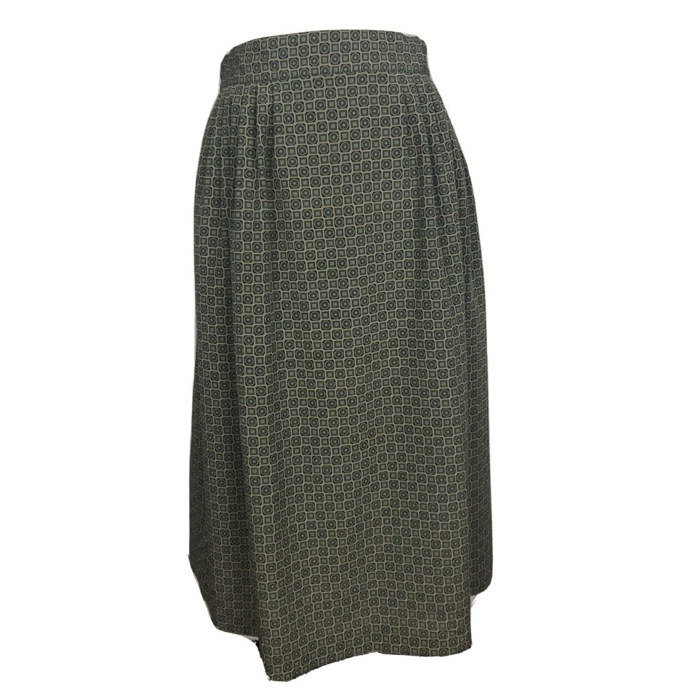 Rena Rowan‎ For Saville Long Pleated Geometric Green Skirt Size 14P